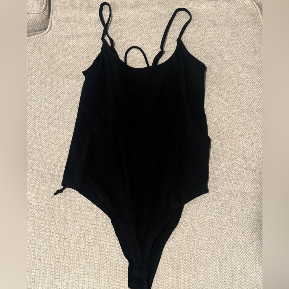 Classic Black bodysuit with lace up back